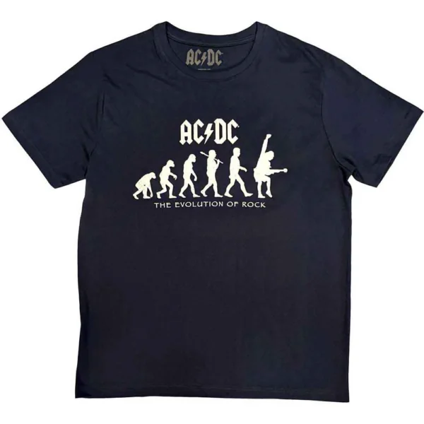 AC/DC Unisex T-Shirt: Evolution of Rock (Navy Blue) taille XL